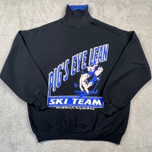 VTG Minn Brewing Co Pigs‎ Eye Ski Team Sweatshirt Mens XL Mock Neck Gopher Sport
